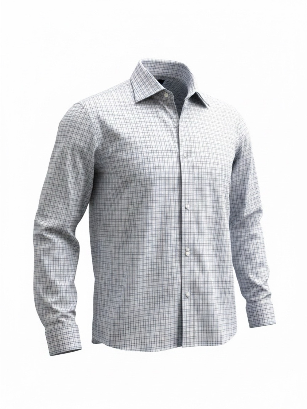 RW&CO. Light Gray and Blue Windowpane Dress Shirt